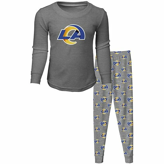 Outerstuff Preschool Gray Los Angeles Rams Long Sleeve T-Shirt & Pants Sleep Set 3 Outerstuff Preschool Gray Los Angeles Rams Long Sleeve T-Shirt & Pants Sleep Set