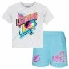 Outerstuff Toddler White/Blue Tampa Bay Lightning Wave Breaker T-Shirt & Shorts Set