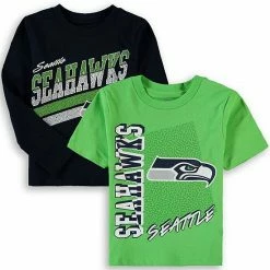 Outerstuff Preschool College Navy/Neon Green Seattle Seahawks For The Love Of The Game T-Shirt Combo Set -Outerstuff shop unnamed file 10067