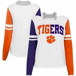 Outerstuff Girls Youth White Clemson Tigers Twofer Long Sleeve T-Shirt