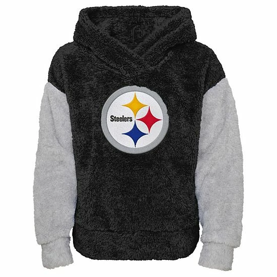 Outerstuff Girls Youth Black/Gray Pittsburgh Steelers Game Time Teddy Fleece Pullover Hoodie 3 Outerstuff Girls Youth Black/Gray Pittsburgh Steelers Game Time Teddy Fleece Pullover Hoodie