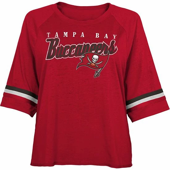 Outerstuff Juniors Red Tampa Bay Buccaneers Burnout Raglan Half-Sleeve T-Shirt 3 Outerstuff Juniors Red Tampa Bay Buccaneers Burnout Raglan Half-Sleeve T-Shirt