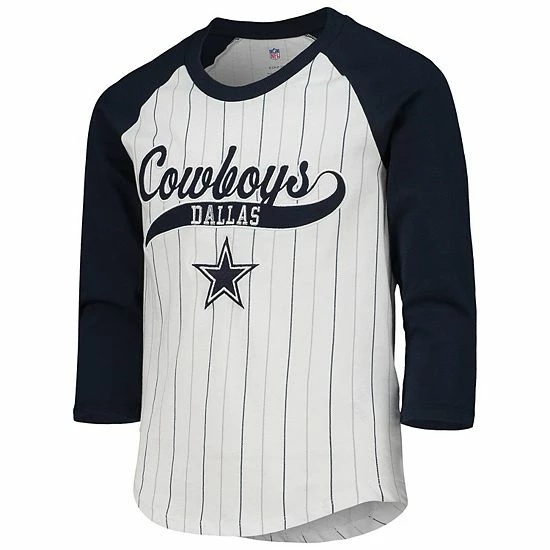 Outerstuff Girls Youth White/Navy Dallas Cowboys Wannabe A Winner Raglan 3/4-Sleeve T-Shirt 4 Outerstuff Girls Youth White/Navy Dallas Cowboys Wannabe A Winner Raglan 3/4-Sleeve T-Shirt - Image 2
