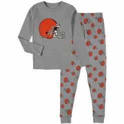 Outerstuff Youth Heathered Gray Cleveland Browns Long Sleeve T-Shirt & Pants Sleep Set