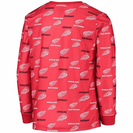 Outerstuff Youth Red Detroit Red Wings Allover Print Long Sleeve T-Shirt And Pants Sleep Set 5 Outerstuff Youth Red Detroit Red Wings Allover Print Long Sleeve T-Shirt And Pants Sleep Set - Image 3