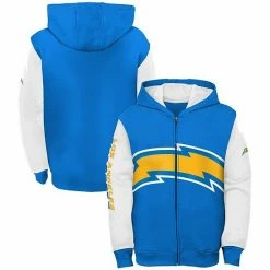 Outerstuff Youth Powder Blue/White Los Angeles Chargers Poster Board Full-Zip Hoodie