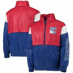 Outerstuff Youth Red/Blue New York Rangers Goal Line Full-Zip Hoodie Windbreaker Jacket