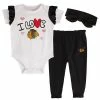 Outerstuff Girls Infant White/Black Chicago Blackhawks I Love Hockey Bodysuit Pants & Headband Set -Outerstuff shop unnamed file 10345