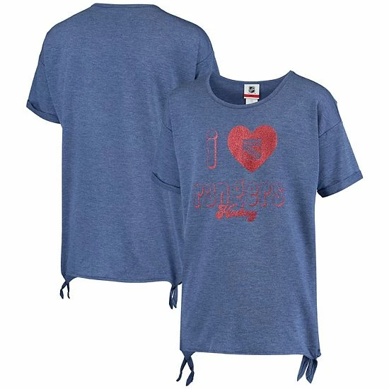 Outerstuff Girls Youth Heathered Blue New York Rangers Love Tie Tri-Blend T-Shirt 4 Outerstuff Girls Youth Heathered Blue New York Rangers Love Tie Tri-Blend T-Shirt - Image 2