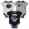 Outerstuff Newborn & Infant Navy/White/Heathered Gray Penn State Nittany Lions Born A Fan Three-Piece Bodysuit Set