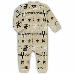 Outerstuff Newborn & Infant Black New Orleans Saints Banded Long Sleeve Holiday Pajamas Full-Zip Jumper