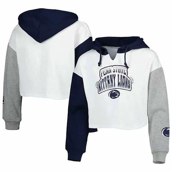 Outerstuff Girls Youth White/Navy Penn State Nittany Lions Color Run Fleece Pullover Hoodie 3 Outerstuff Girls Youth White/Navy Penn State Nittany Lions Color Run Fleece Pullover Hoodie