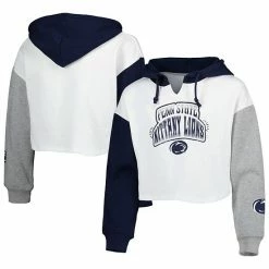 Alternative view of Outerstuff Girls Youth White/Navy Penn State Nittany Lions Color Run Fleece Pullover Hoodie