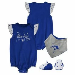 Outerstuff Girls Newborn & Infant Royal Toronto Blue Jays Three-Piece Bodysuit Bib & Bootie Set