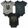 Outerstuff Newborn & Infant Black/Charcoal/Heathered Gray Vegas Golden Knights Game Time Three-Piece Bodysuit Set