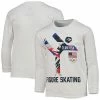 Outerstuff Youth White Team USA Figure Skating Scattered Swatch Long Sleeve T-Shirt