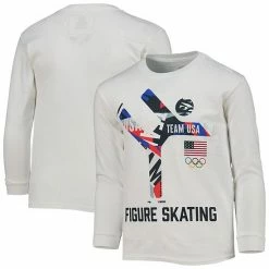 Outerstuff Youth White Team USA Figure Skating Scattered Swatch Long Sleeve T-Shirt