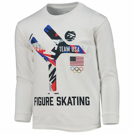 Outerstuff Youth White Team USA Figure Skating Scattered Swatch Long Sleeve T-Shirt 5 Outerstuff Youth White Team USA Figure Skating Scattered Swatch Long Sleeve T-Shirt - Image 3