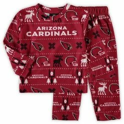 Outerstuff Toddler Cardinal Arizona Cardinals Allover Print Long Sleeve T-Shirt & Pants Holiday Pajamas Sleep Set