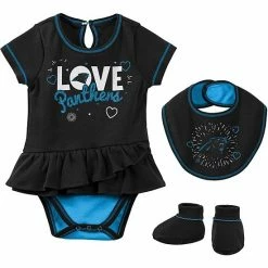 Outerstuff Girls Newborn & Infant Black Carolina Panthers Play Your Best Bodysuit Bib & Booties Set