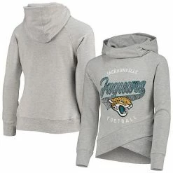Alternative view of Outerstuff Girls Youth Heathered Gray Jacksonville Jaguars Bossy Funnel Neck Pullover Hoodie