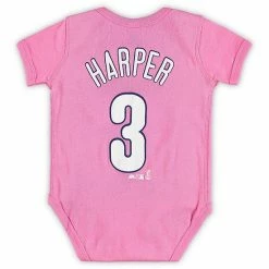 Outerstuff Girls Newborn & Infant Bryce Harper Pink Philadelphia Phillies Baby Slugger Name & Number Bodysuit -Outerstuff shop unnamed file 10648