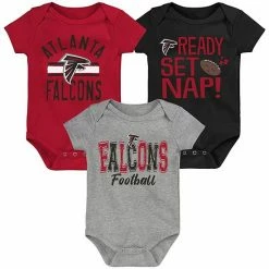 Outerstuff Newborn & Infant Red/Black/Heathered Gray Atlanta Falcons Ready, Set, Nap Three-Pack Bodysuit Set