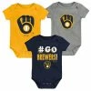Outerstuff Newborn & Infant Navy/Gold/Heathered Gray Milwaukee Brewers Born To Win 3-Pack Bodysuit Set -Outerstuff shop unnamed file 10673