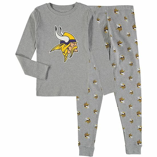 Outerstuff Preschool Heathered Gray Minnesota Vikings Long Sleeve T-Shirt & Pants Sleep Set 3 Outerstuff Preschool Heathered Gray Minnesota Vikings Long Sleeve T-Shirt & Pants Sleep Set