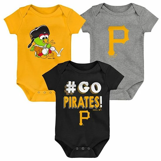 Outerstuff Newborn & Infant Black/Gold/Gray Pittsburgh Pirates Born To Win 3-Pack Bodysuit Set 4 Outerstuff Newborn & Infant Black/Gold/Gray Pittsburgh Pirates Born To Win 3-Pack Bodysuit Set - Image 2