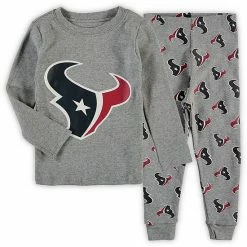 Outerstuff Toddler Heathered Gray Houston Texans Long Sleeve T-Shirt & Pants Sleep Set