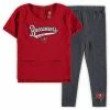 Outerstuff Girls Toddler Red/Heathered Charcoal Tampa Bay Buccaneers Diamond T-Shirt & Leggings Set