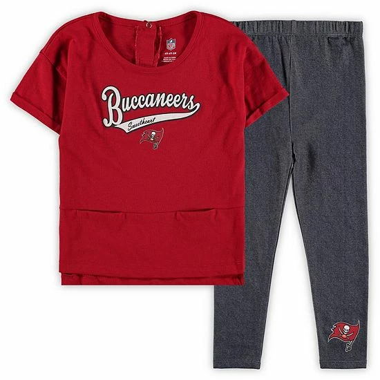 Outerstuff Girls Toddler Red/Heathered Charcoal Tampa Bay Buccaneers Diamond T-Shirt & Leggings Set 3 Outerstuff Girls Toddler Red/Heathered Charcoal Tampa Bay Buccaneers Diamond T-Shirt & Leggings Set
