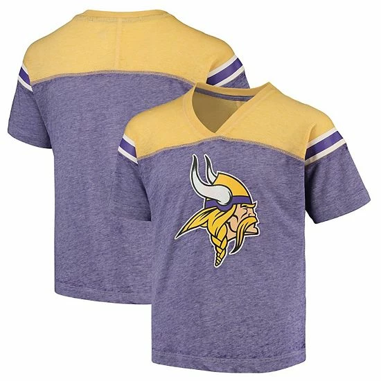 Outerstuff Girls Youth Heathered Purple Minnesota Vikings Team Captain V-Neck T-Shirt 4 Outerstuff Girls Youth Heathered Purple Minnesota Vikings Team Captain V-Neck T-Shirt - Image 2
