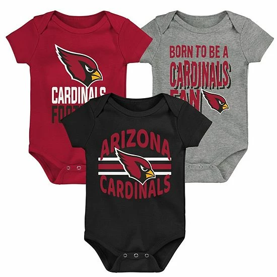 Outerstuff Newborn & Infant Cardinal/Black/Heathered Gray Arizona Cardinals 3rd Down & Goal Three-Piece Bodysuit Set 3 Outerstuff Newborn & Infant Cardinal/Black/Heathered Gray Arizona Cardinals 3rd Down & Goal Three-Piece Bodysuit Set