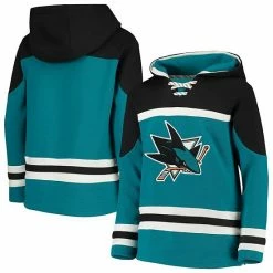 Alternative view of Outerstuff Youth Teal San Jose Sharks Asset Pullover Hoodie