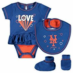 Outerstuff Girls Newborn & Infant Royal New York Mets Play Your Best Bodysuit, Bib & Booties Set
