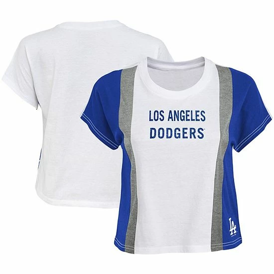 Outerstuff Girls Youth White/Royal Los Angeles Dodgers As If Cropped Boxy T-Shirt 3 Outerstuff Girls Youth White/Royal Los Angeles Dodgers As If Cropped Boxy T-Shirt
