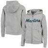 Outerstuff Youth Heathered Gray Miami Marlins Wordmark Full-Zip Hoodie