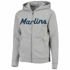 Outerstuff Youth Heathered Gray Miami Marlins Wordmark Full-Zip Hoodie -Outerstuff shop unnamed file 10972