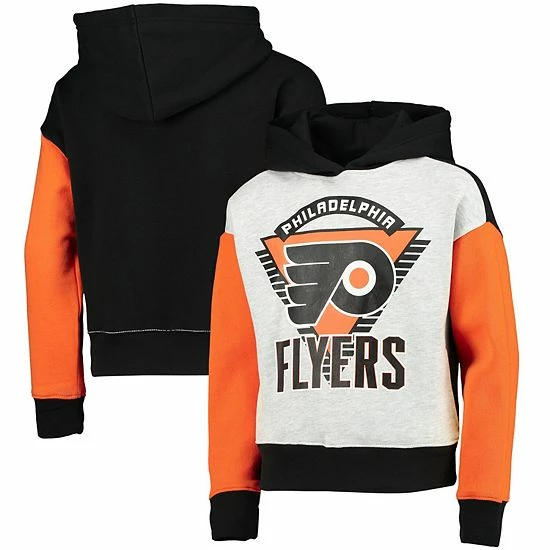 Outerstuff Girls Youth Heathered Gray/Black Philadelphia Flyers Let's Get Loud Pullover Hoodie 4 Outerstuff Girls Youth Heathered Gray/Black Philadelphia Flyers Let's Get Loud Pullover Hoodie - Image 2