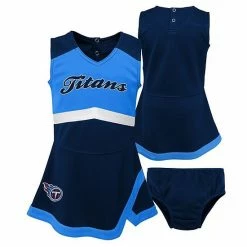 Outerstuff Girls Preschool Navy/Light Blue Tennessee Titans Cheer Captain Jumper Dress