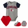 Outerstuff Newborn & Infant Heathered Gray Cleveland Guardians Three-Piece Bodysuit Bib & Bootie Set