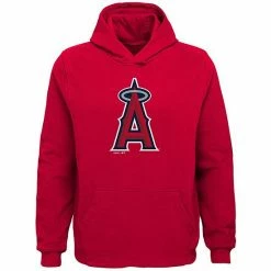 Outerstuff Youth Red Los Angeles Angels Primary Team Logo Pullover Hoodie