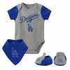 Outerstuff Newborn & Infant Heathered Gray Los Angeles Dodgers Three-Piece Bodysuit Bib & Bootie Set -Outerstuff shop unnamed file 11063