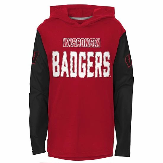 Outerstuff Youth Red Wisconsin Badgers Heritage Hoodie Long Sleeve T-Shirt 3 Outerstuff Youth Red Wisconsin Badgers Heritage Hoodie Long Sleeve T-Shirt
