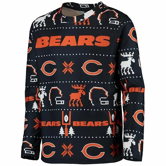 Outerstuff Youth Navy Chicago Bears Logo Allover Print Long Sleeve T-Shirt & Pants Holiday Pajamas Sleep Set 5 Outerstuff Youth Navy Chicago Bears Logo Allover Print Long Sleeve T-Shirt & Pants Holiday Pajamas Sleep Set - Image 3