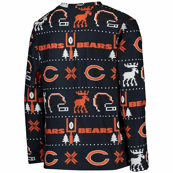 Outerstuff Youth Navy Chicago Bears Logo Allover Print Long Sleeve T-Shirt & Pants Holiday Pajamas Sleep Set 6 Outerstuff Youth Navy Chicago Bears Logo Allover Print Long Sleeve T-Shirt & Pants Holiday Pajamas Sleep Set - Image 4