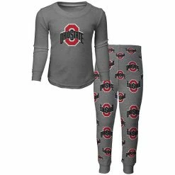Outerstuff Youth Heathered Gray Ohio State Buckeyes Long Sleeve T-Shirt & Pants Sleep Set