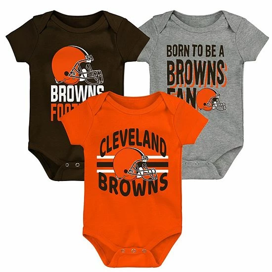 Outerstuff Newborn & Infant Brown/Orange/Heathered Gray Cleveland Browns 3rd Down & Goal Three-Piece Bodysuit Set 3 Outerstuff Newborn & Infant Brown/Orange/Heathered Gray Cleveland Browns 3rd Down & Goal Three-Piece Bodysuit Set